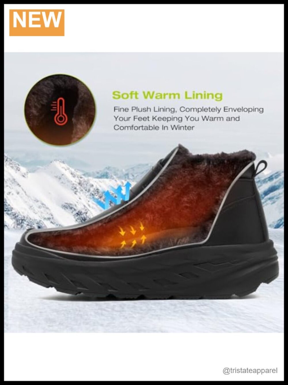 Men's Orthopedic Leather Winter Ankle Boots Wide Toe Box Arch Support - Picture 5 of 6